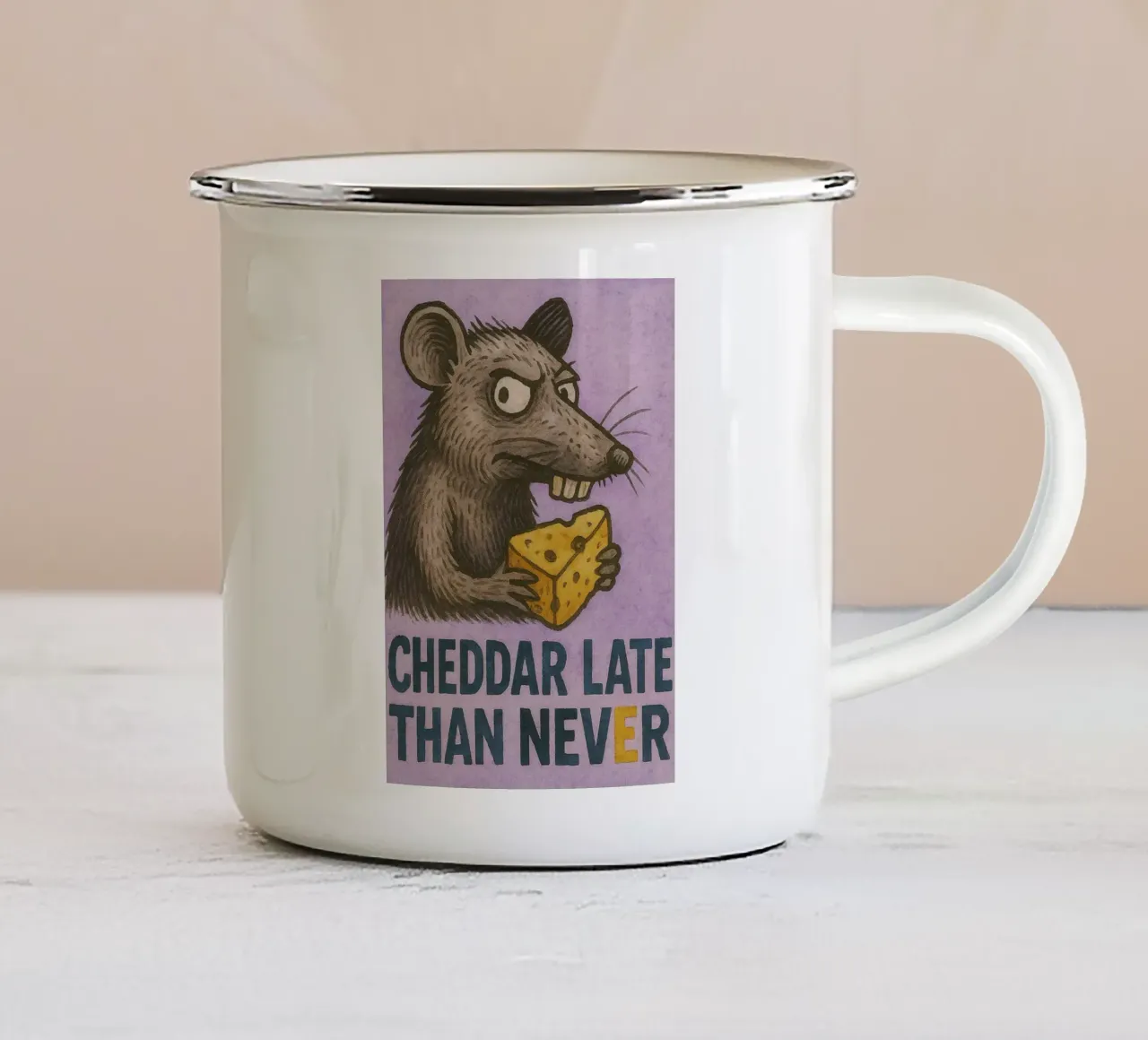 cheddar late than never mouse art painting tazza in smalto da Mutiaram