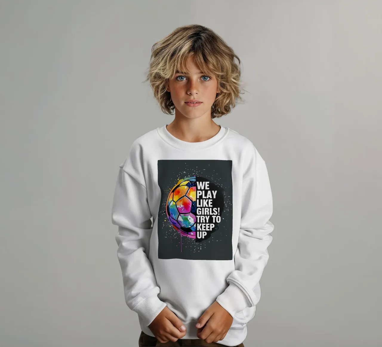 Pallone da calcio colorato con testo felpa bambino da 🥝 KIWI STORE