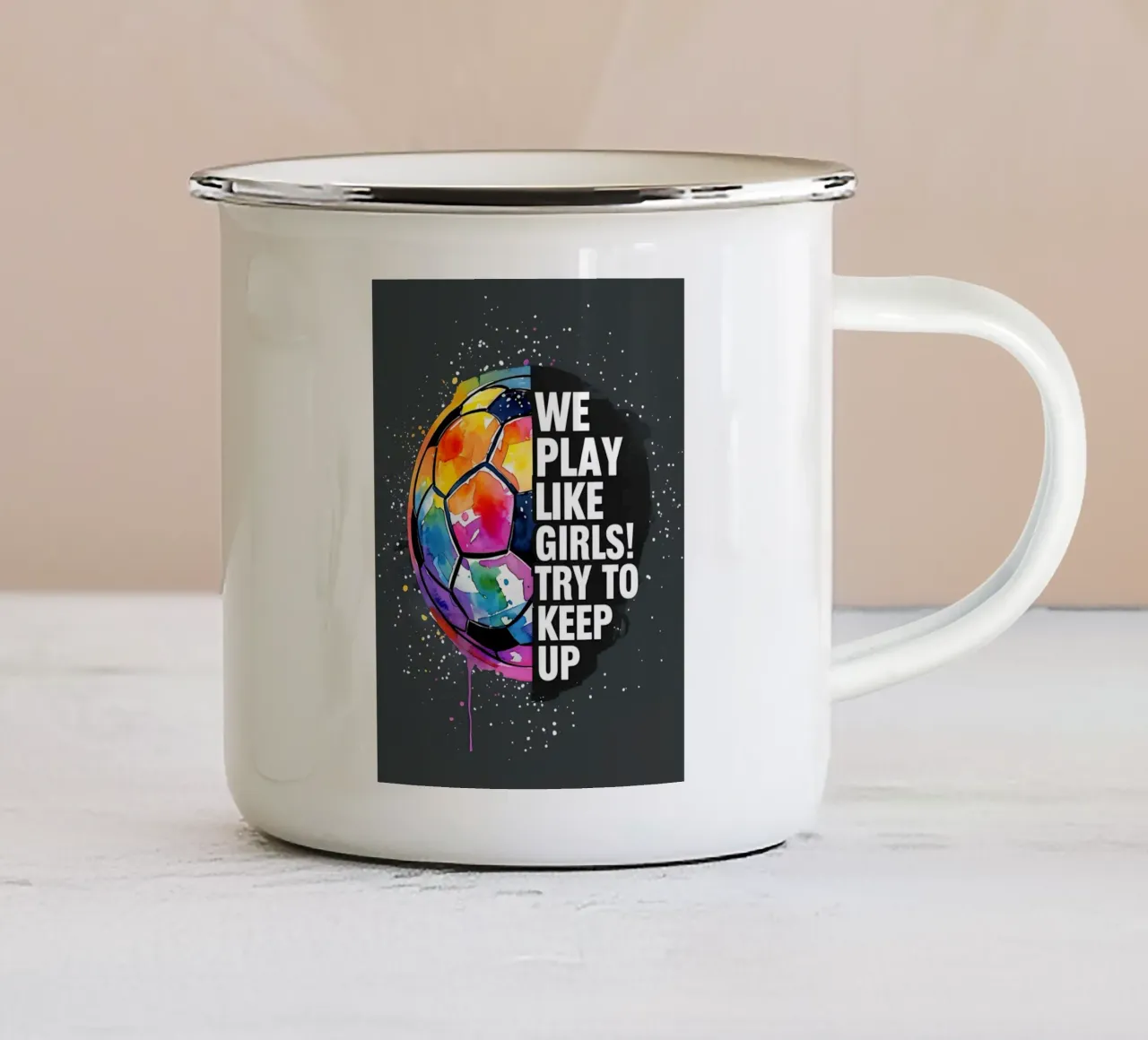 Pallone da calcio colorato con testo tazza in smalto da 🥝 KIWI STORE