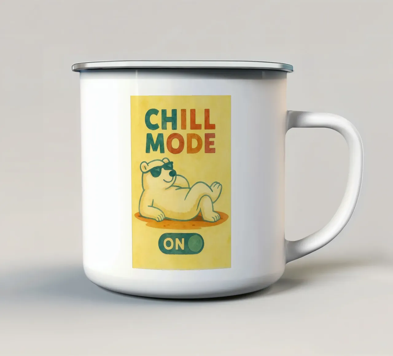 pittura artistica dell'orso in modalità chill tazza in smalto da Mutiaram