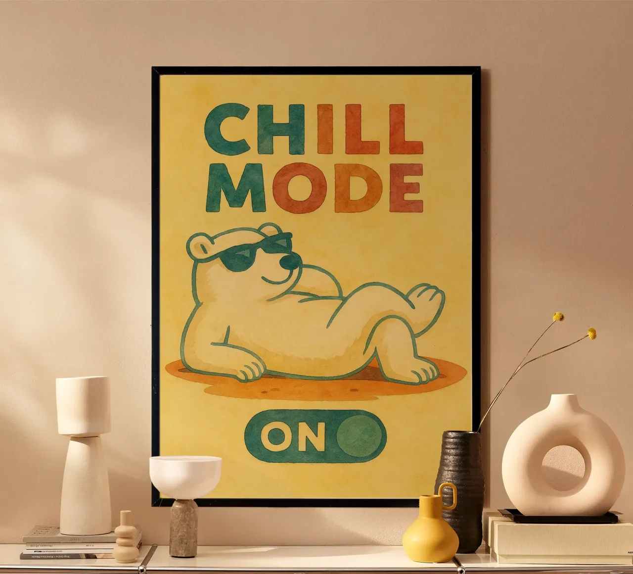 pittura artistica dell'orso in modalità chill poster da Mutiaram