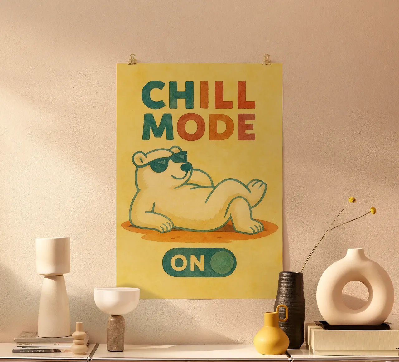 pittura artistica dell'orso in modalità chill poster da Mutiaram