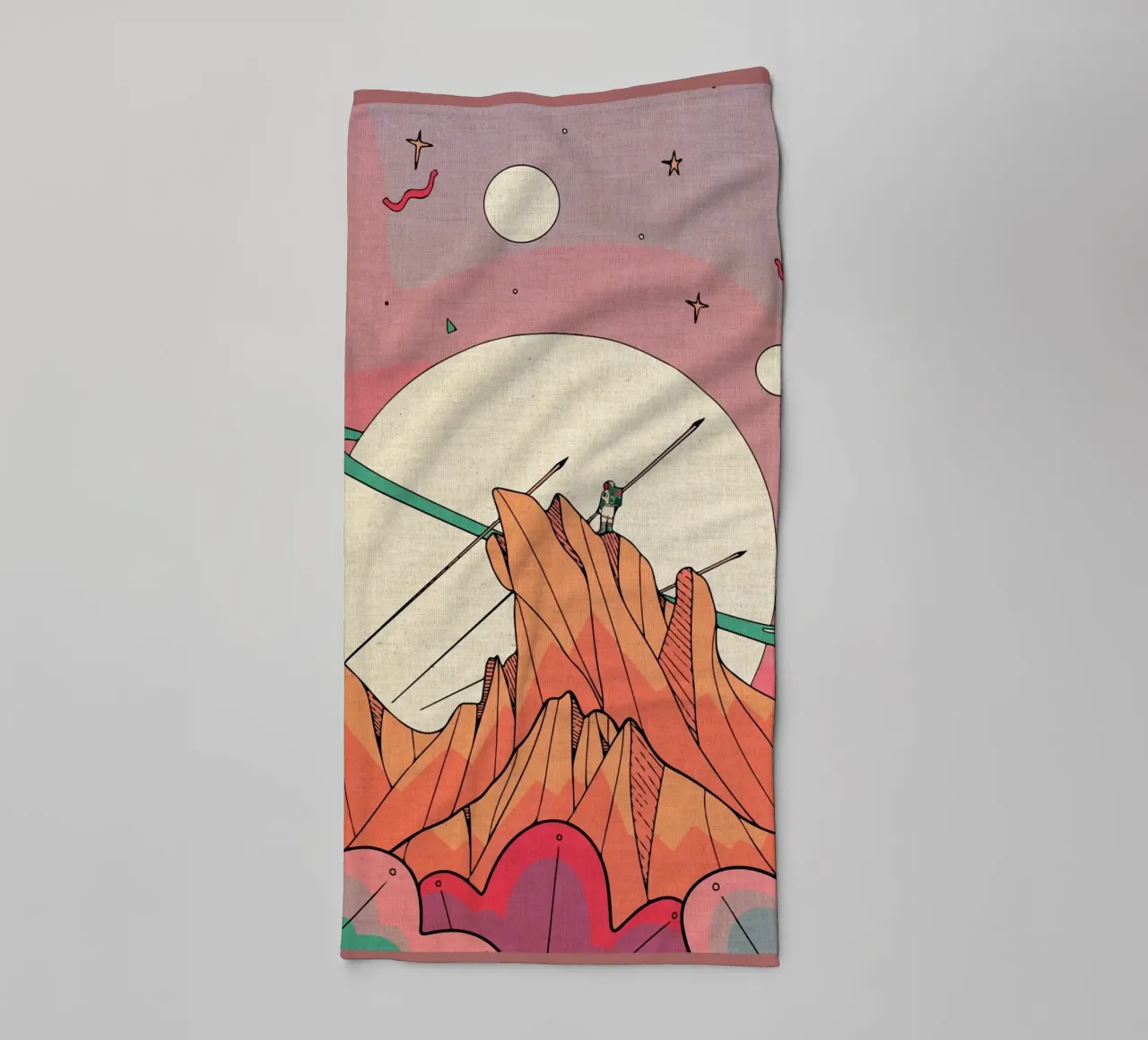 Astronauta sul picco della montagna asciugamano da bagno da Ashley Studio