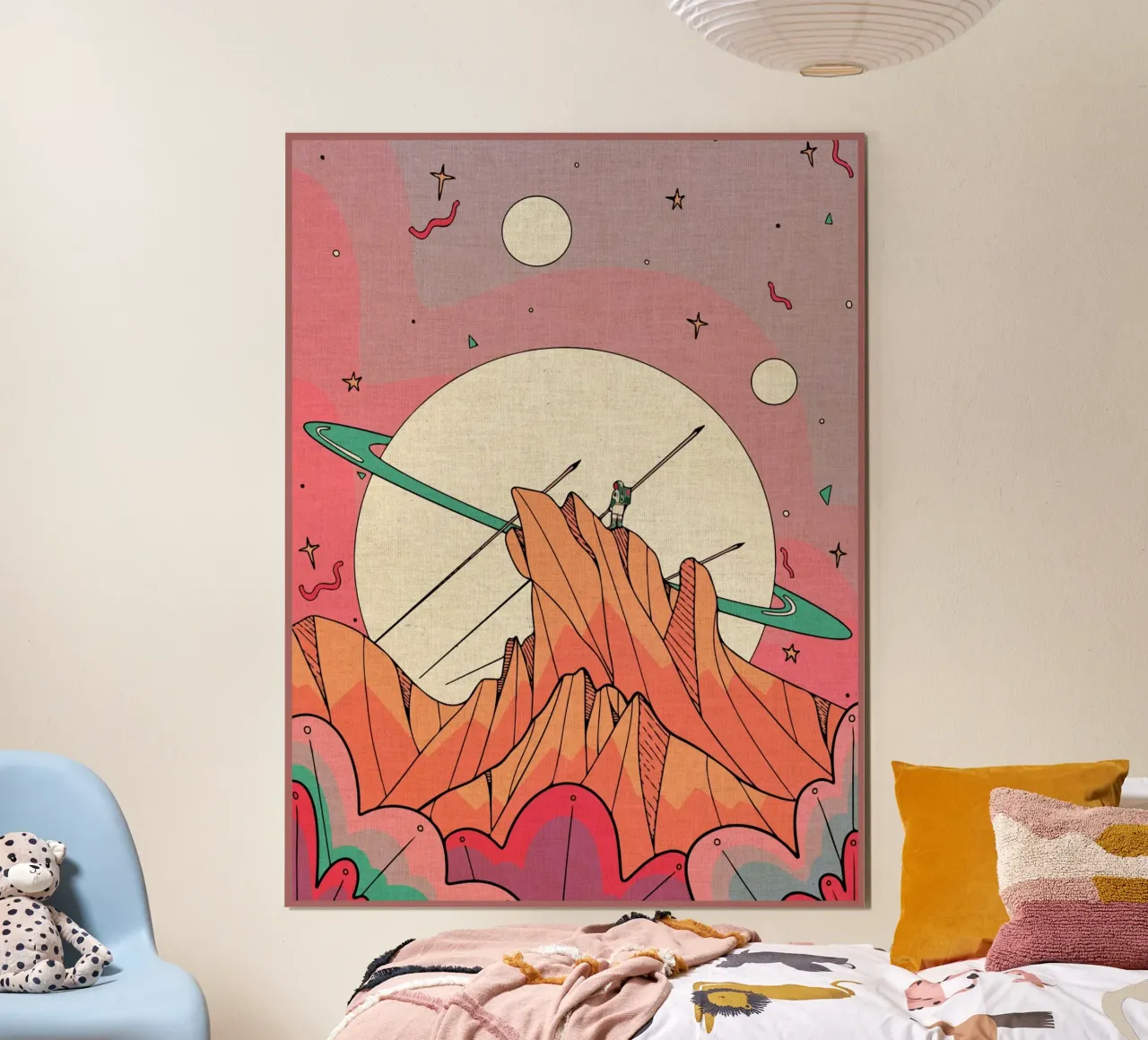 Astronaut on Mountain Peak hahnemühle by Ashley Studio