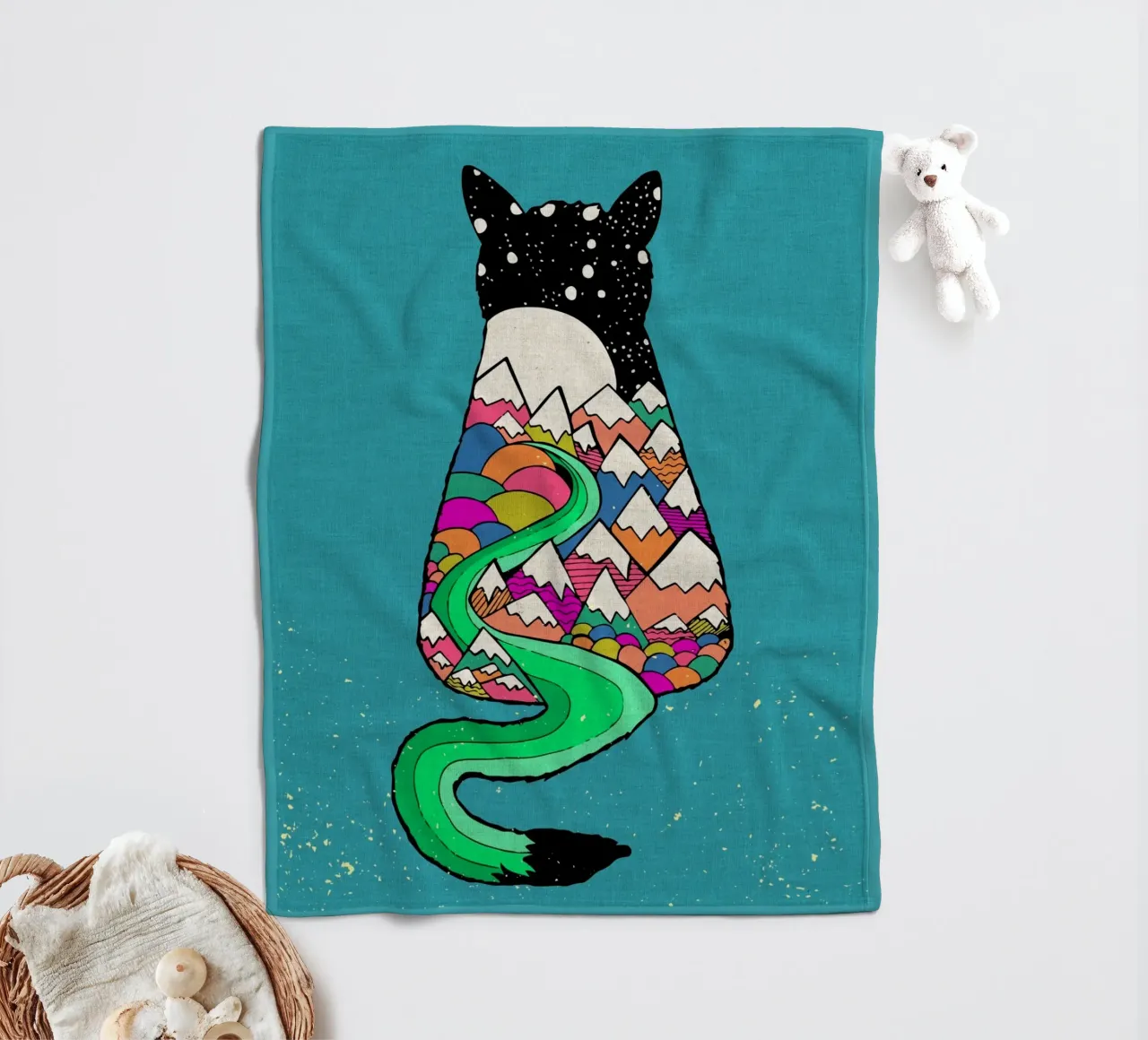 Catscape fleece blanket by Ashley Studio