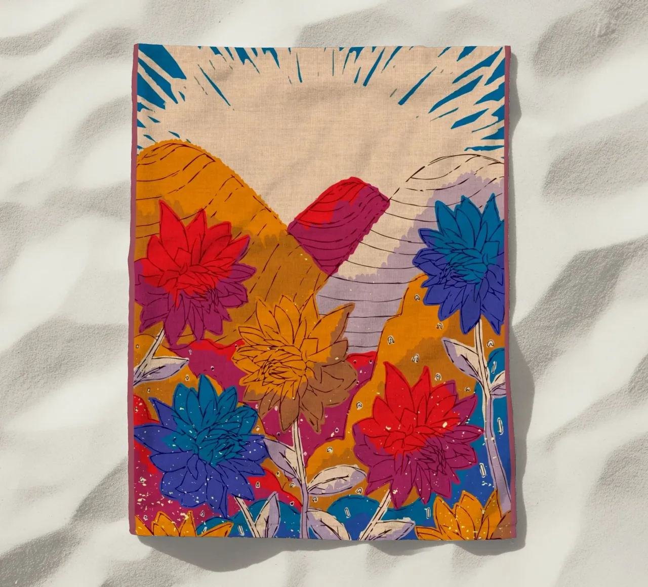 Flower hills beach towel by Ashley Studio