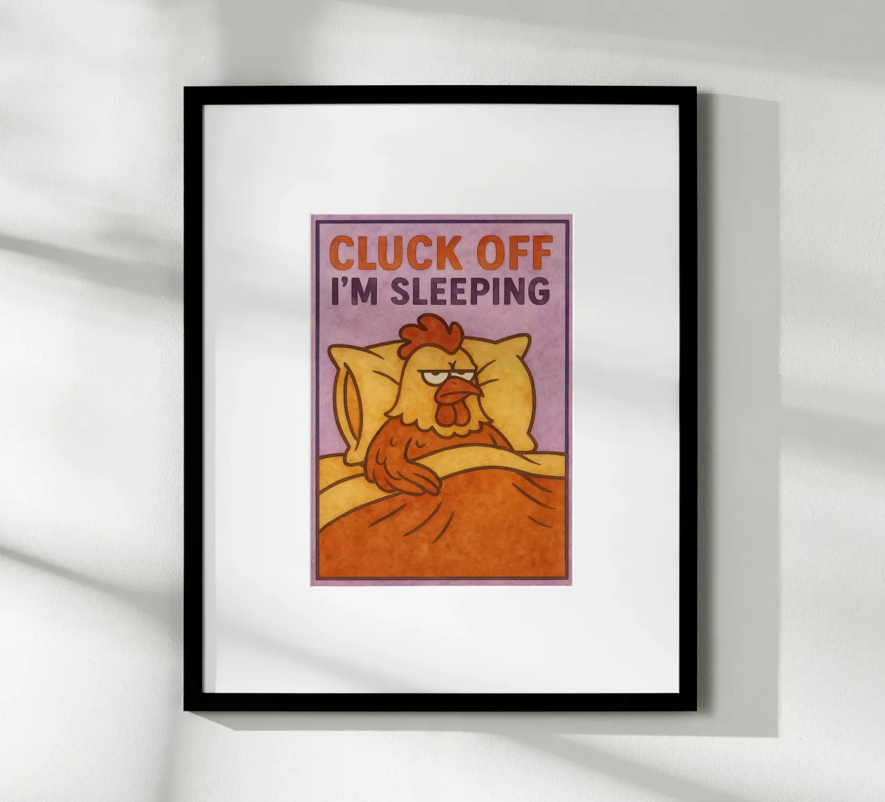 gallo che dorme dipinto d'arte poster con telaio in plastica da Mutiaram