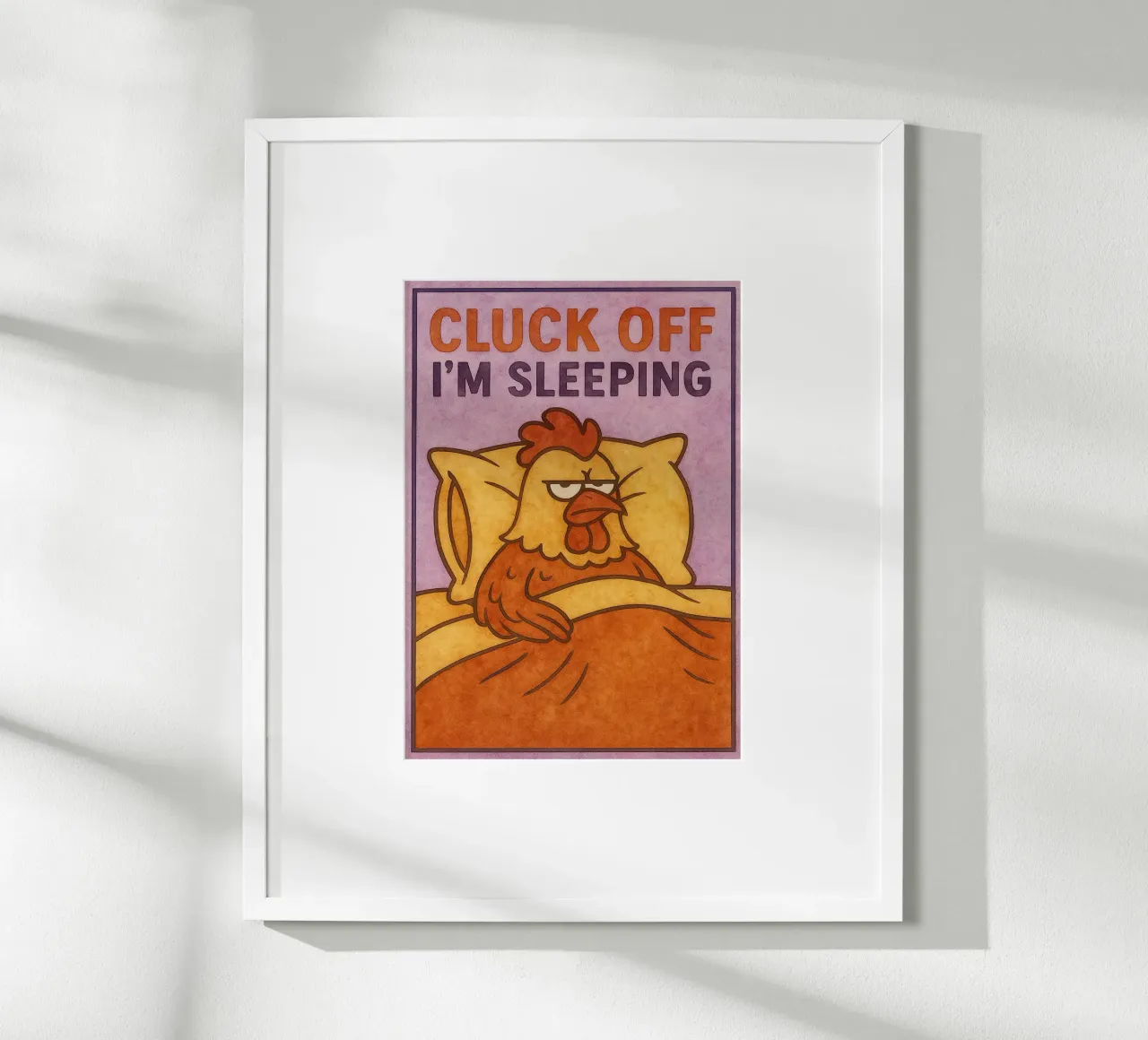 gallo che dorme dipinto d'arte poster con telaio in plastica da Mutiaram