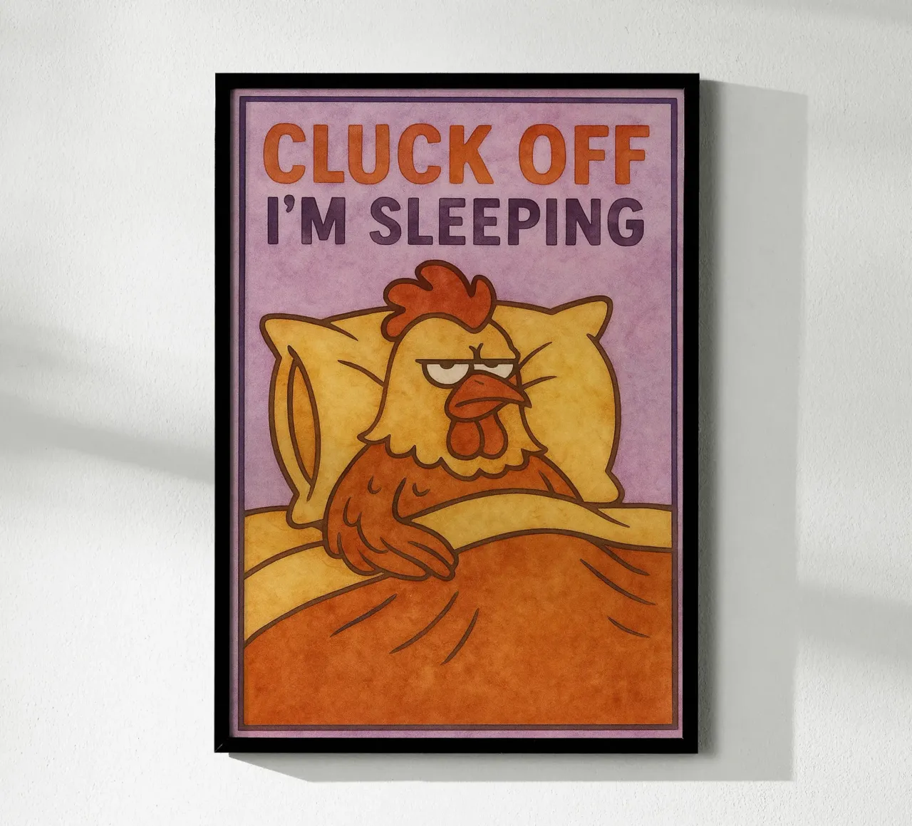 gallo che dorme dipinto d'arte poster con telaio in plastica da Mutiaram