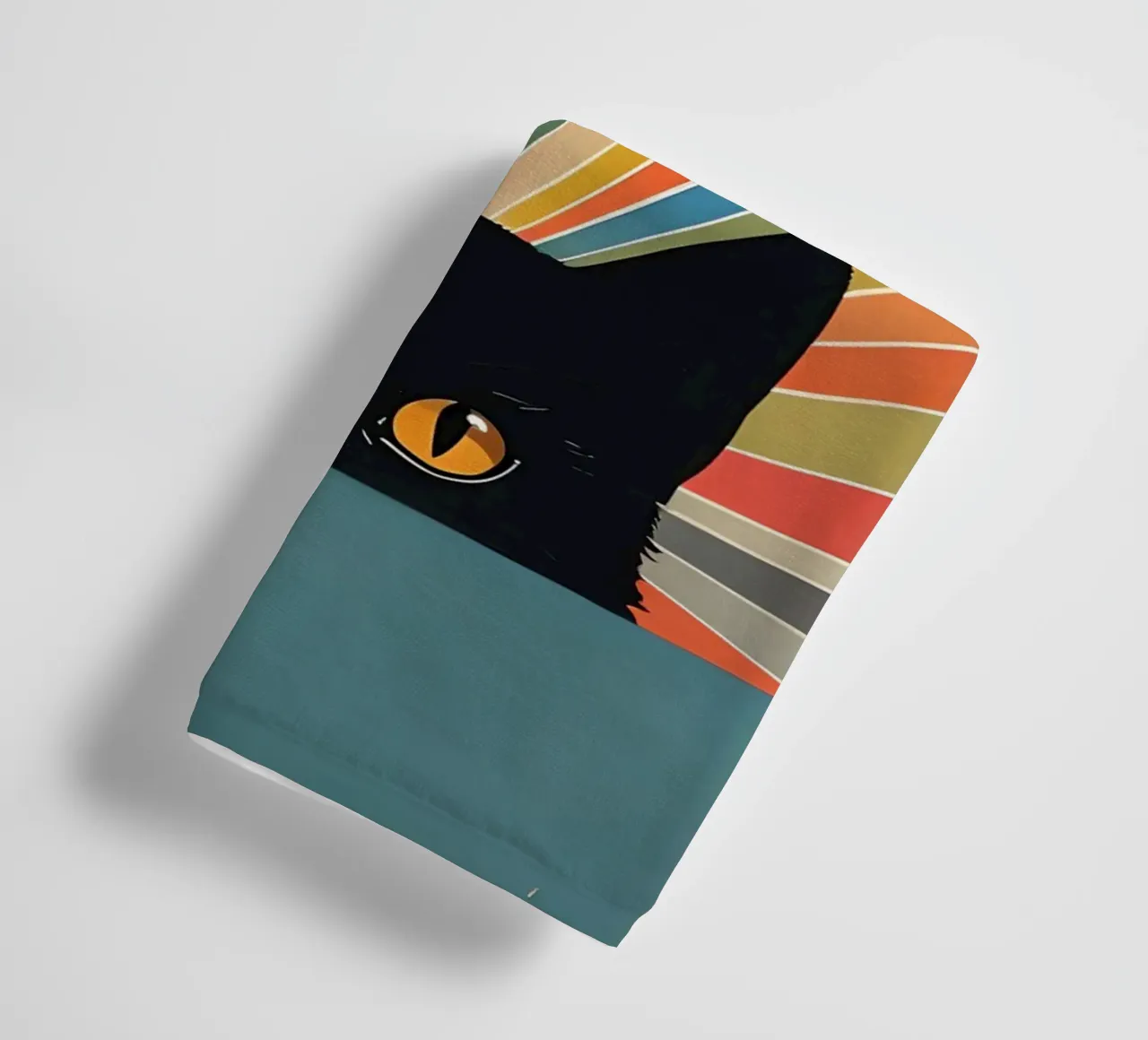 Black Cat Peeking with Colorful Rays towel by 🥝 KIWI STORE