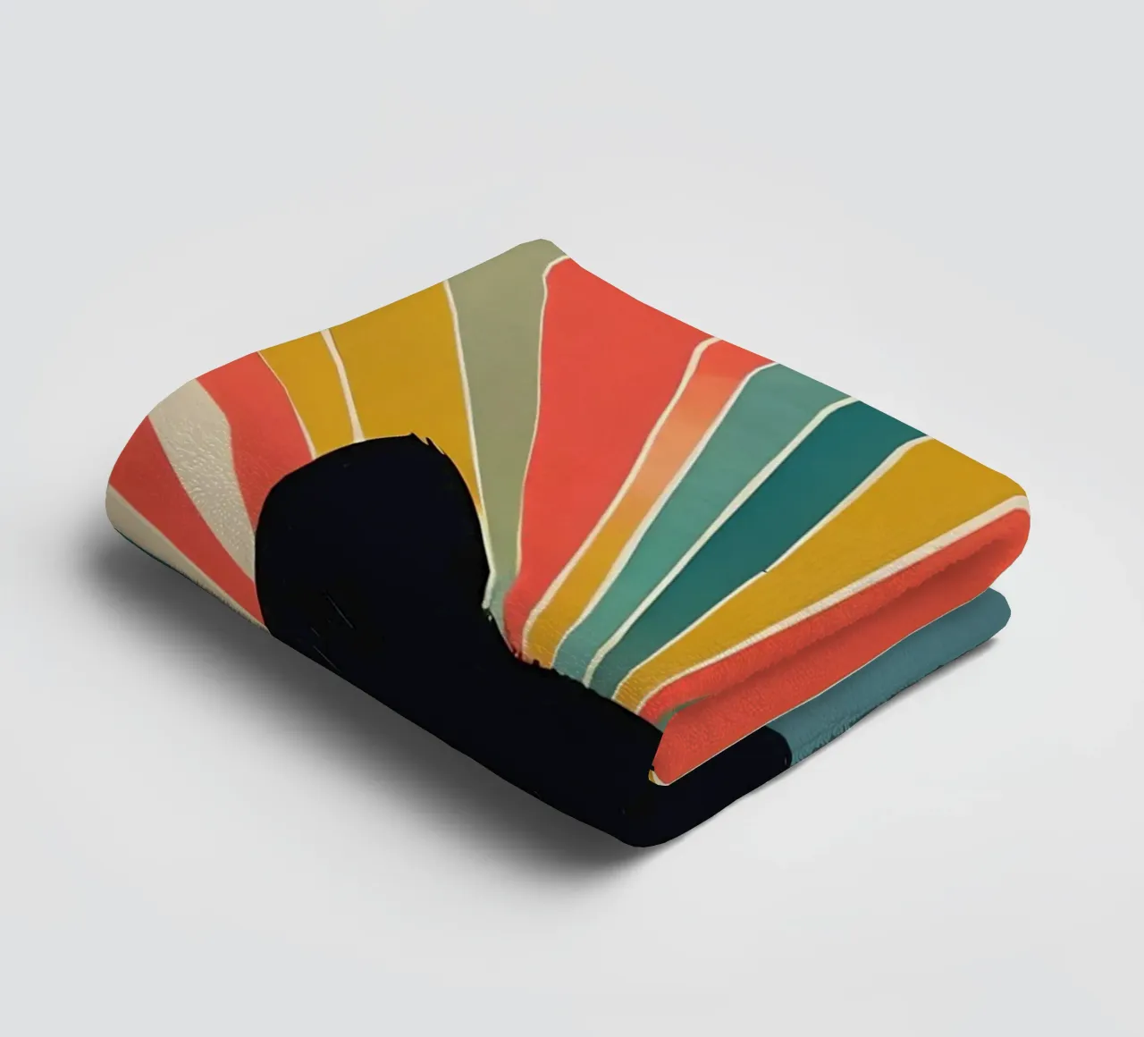 Black Cat Peeking with Colorful Rays towel by 🥝 KIWI STORE