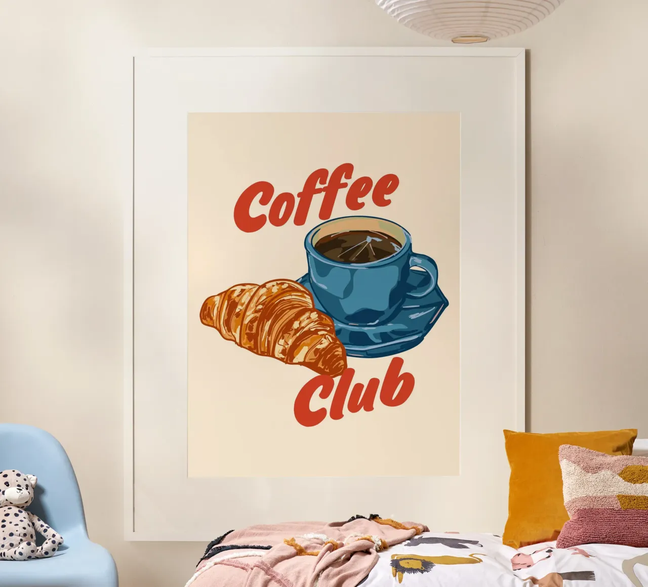 Coffee Club – Espresso & Croissant poster con telaio in plastica da EDMPROJECT