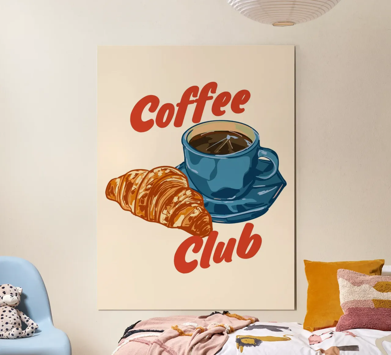 Coffee Club – Espresso & Croissant poster con telaio in plastica da EDMPROJECT