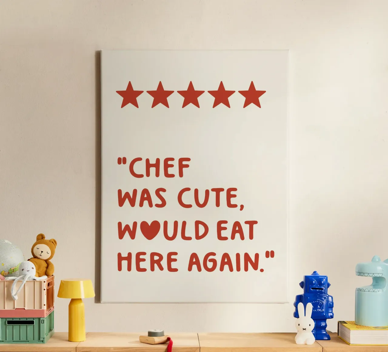 Chef was leuk zou hier zo weer eten Quote canvas met Baklijst van Paigaam Studio