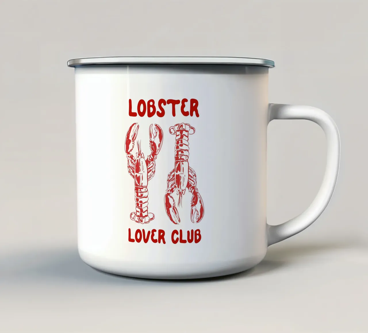 Lobster Lover Club – Nautical Seafood Illustration enamel mug by EDMPROJECT
