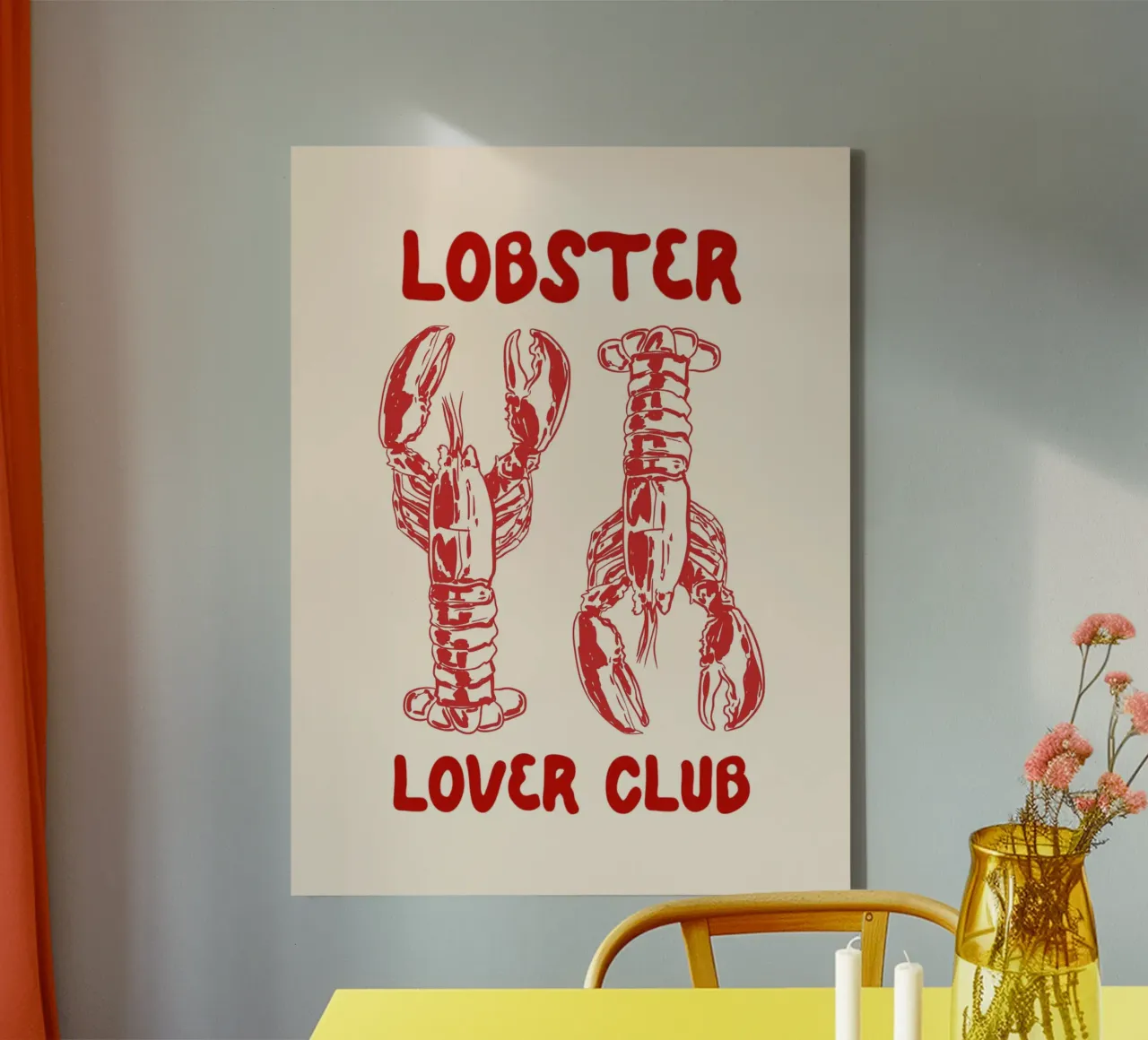 Lobster Lover Club – Nautical Seafood Illustration canvas by EDMPROJECT