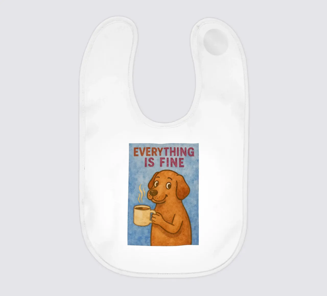 everything is fine funny dog art painting baby bib by Mutiaram