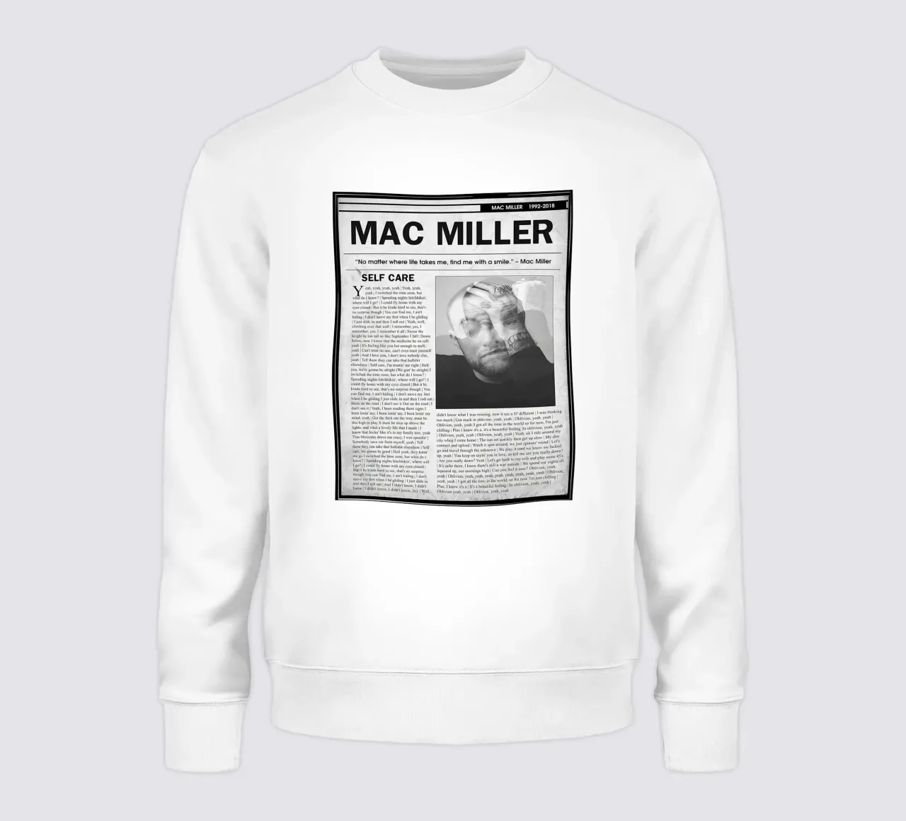 Cura di sé Mac Miller Giornale felpa da softseilish