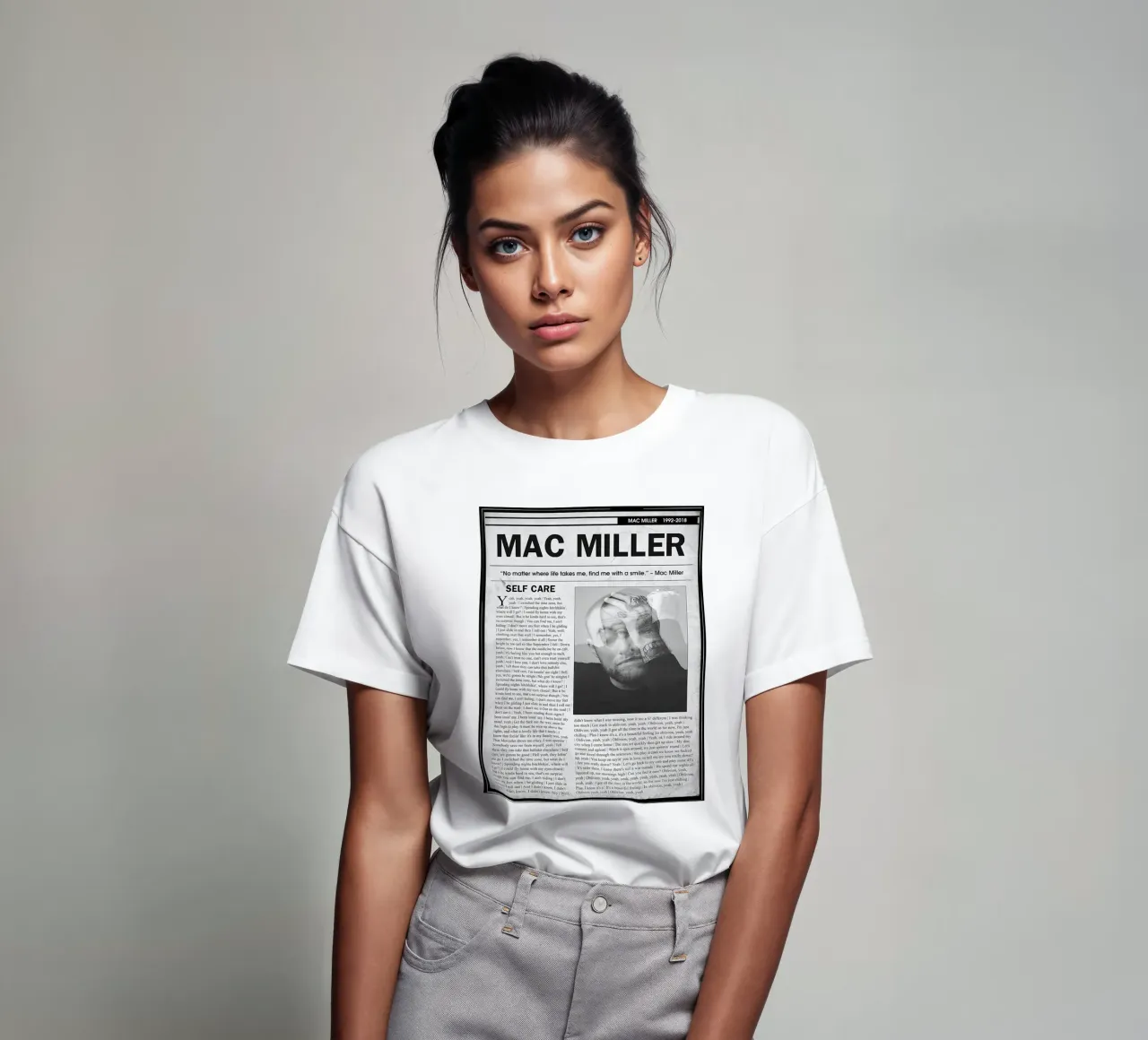 Selbstfürsorge Mac Miller Zeitungsartikel T-Shirt von softseilish