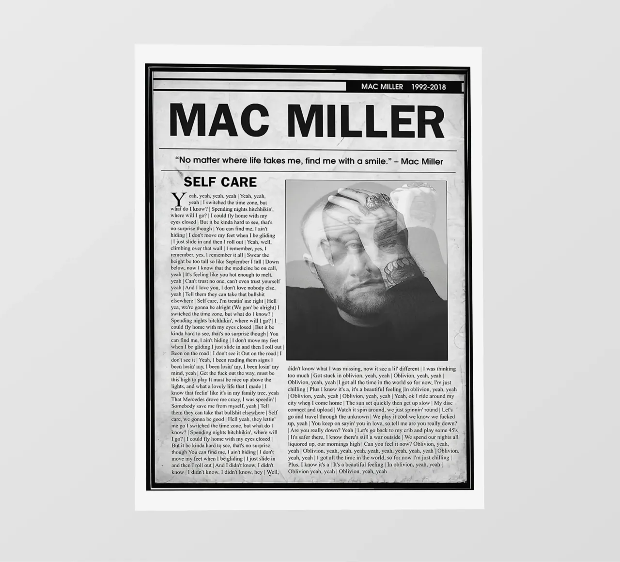 Cura di sé Mac Miller Giornale pellicola backlit da softseilish