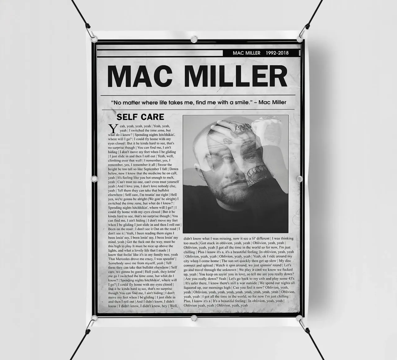 Cura di sé Mac Miller Giornale telo in pvc da softseilish