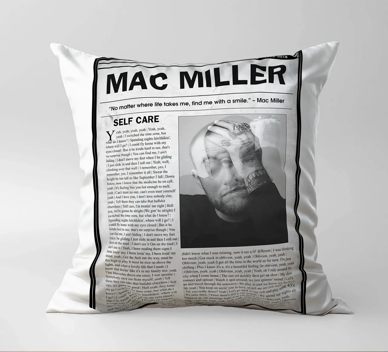 Selbstfürsorge Mac Miller Zeitungsartikel Kissen von softseilish