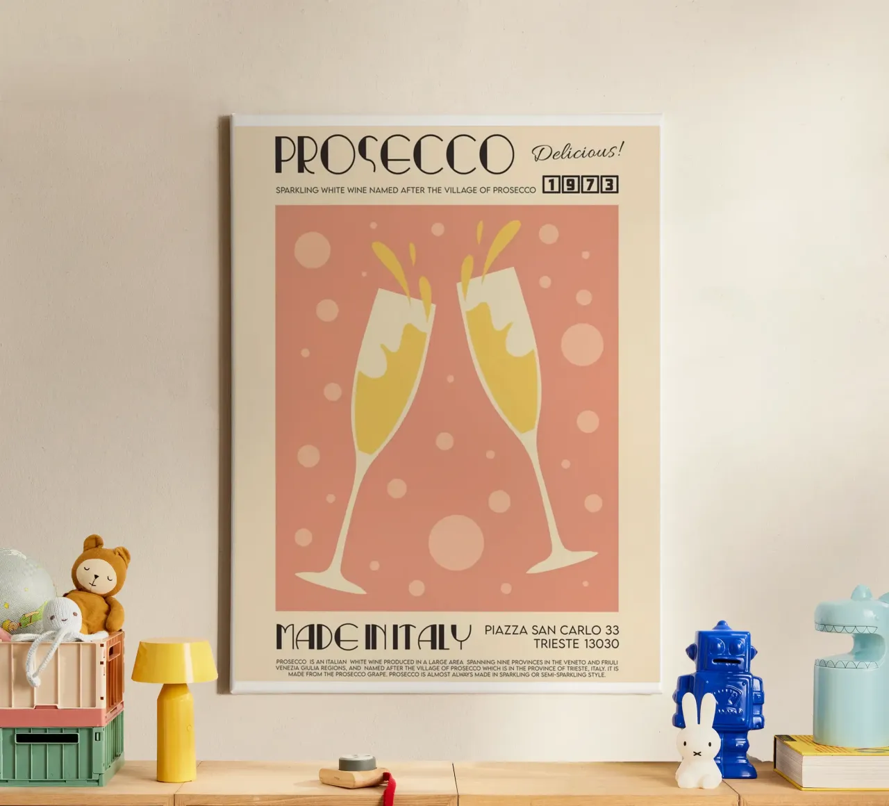 Drink PROSECCO canvas met Baklijst van Cocktail Drink