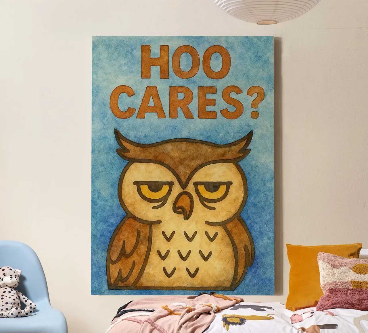 Hoo Cares Gufo pittura d'arte tela con Cornice a cassetta da Mutiaram