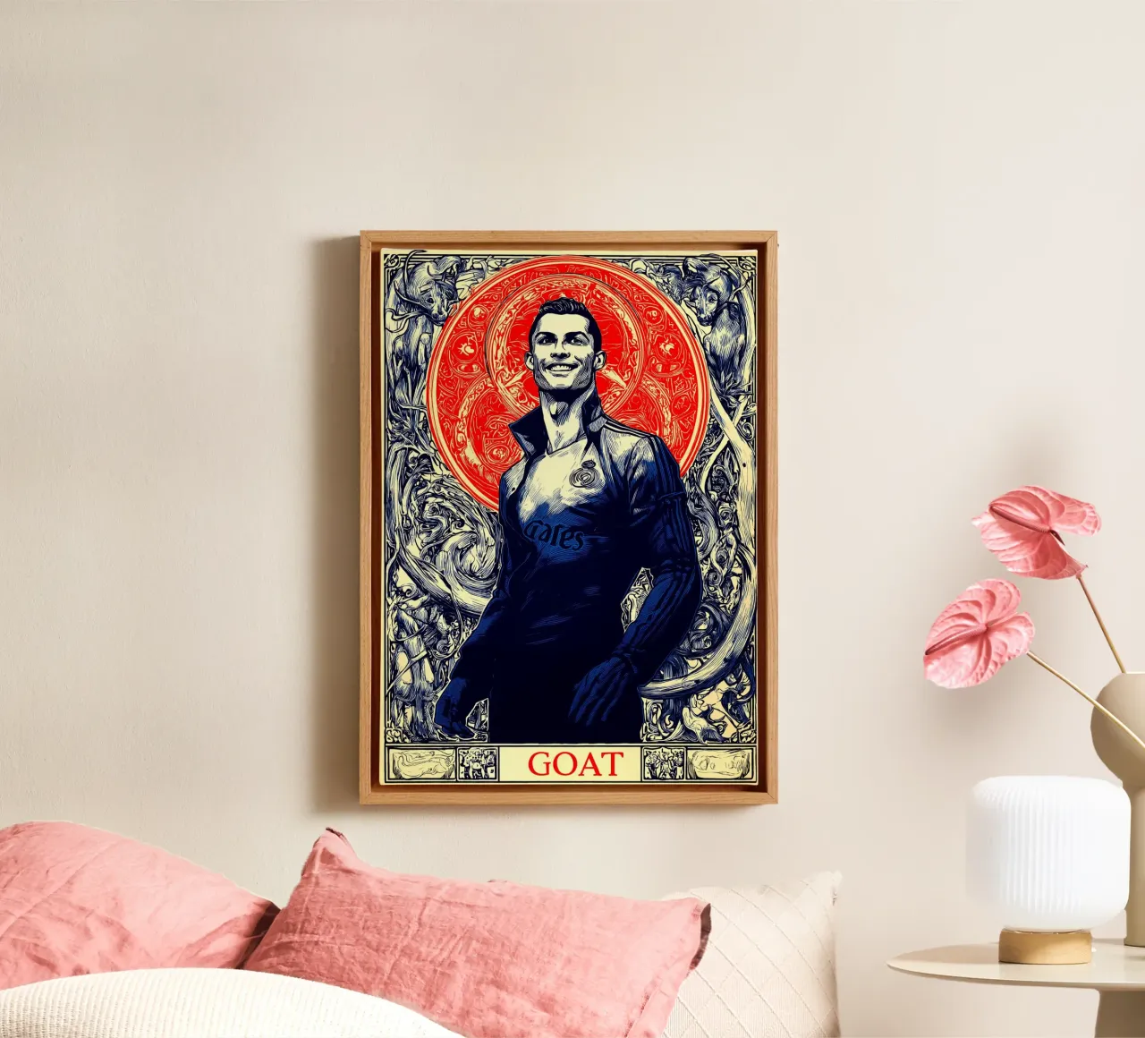 Cristiano Ronaldo CR7 La capra del calcio tela con Cornice a cassetta da Fleur de Lys