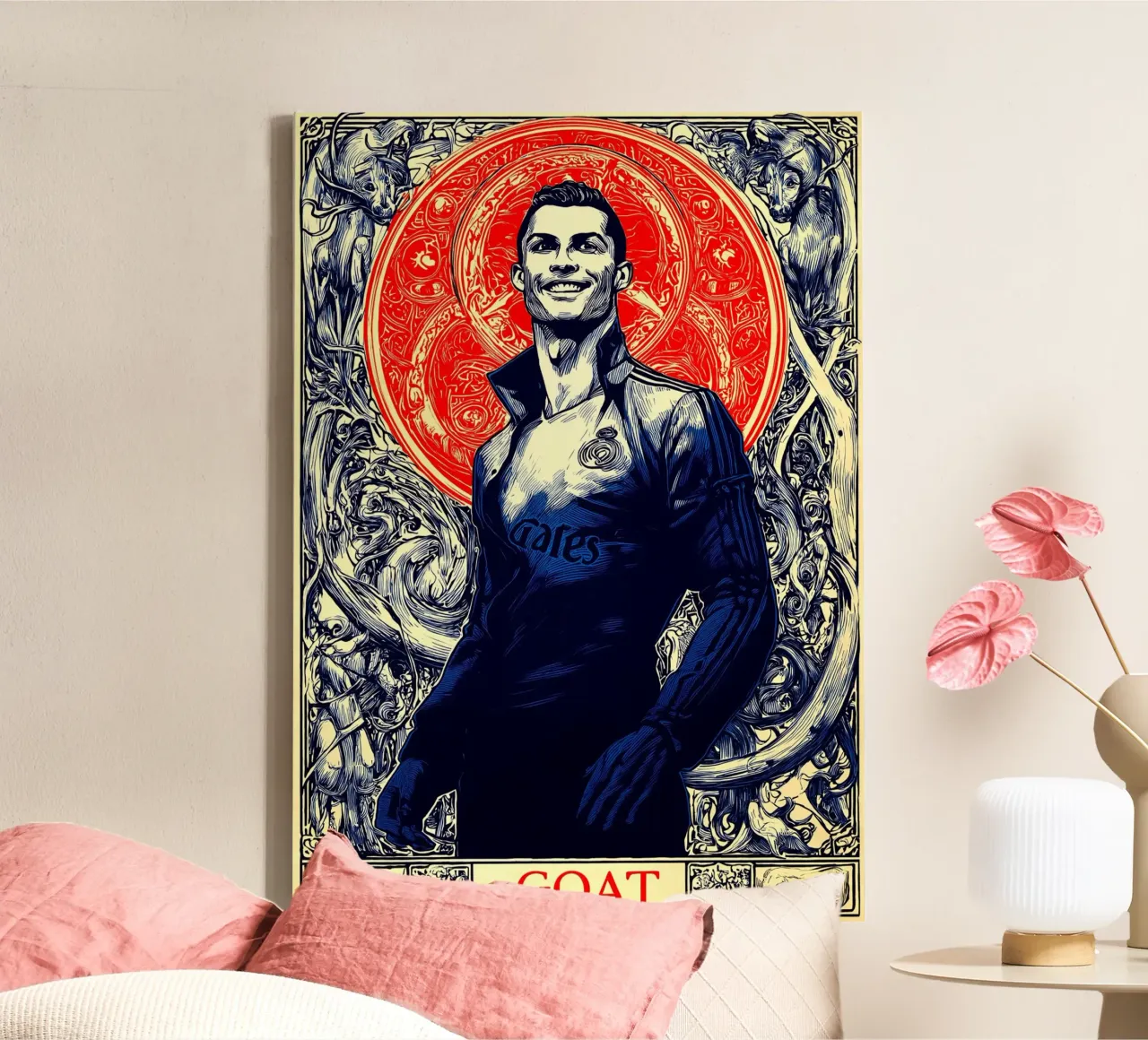 Cristiano Ronaldo CR7 La capra del calcio tela con Cornice a cassetta da Fleur de Lys