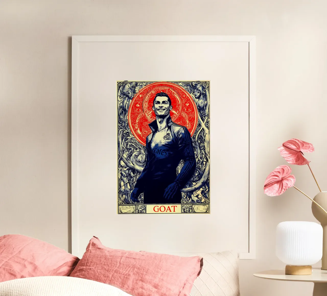 Cristiano Ronaldo CR7 La capra del calcio poster con telaio in alluminio da Fleur de Lys