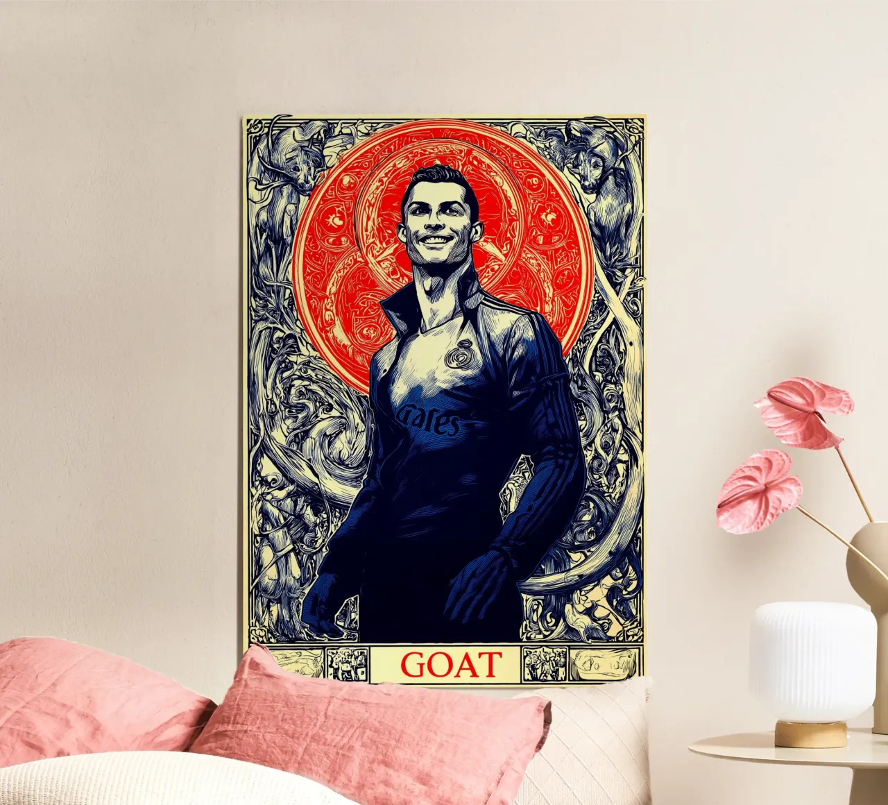 Cristiano Ronaldo CR7 La capra del calcio poster con telaio in alluminio da Fleur de Lys