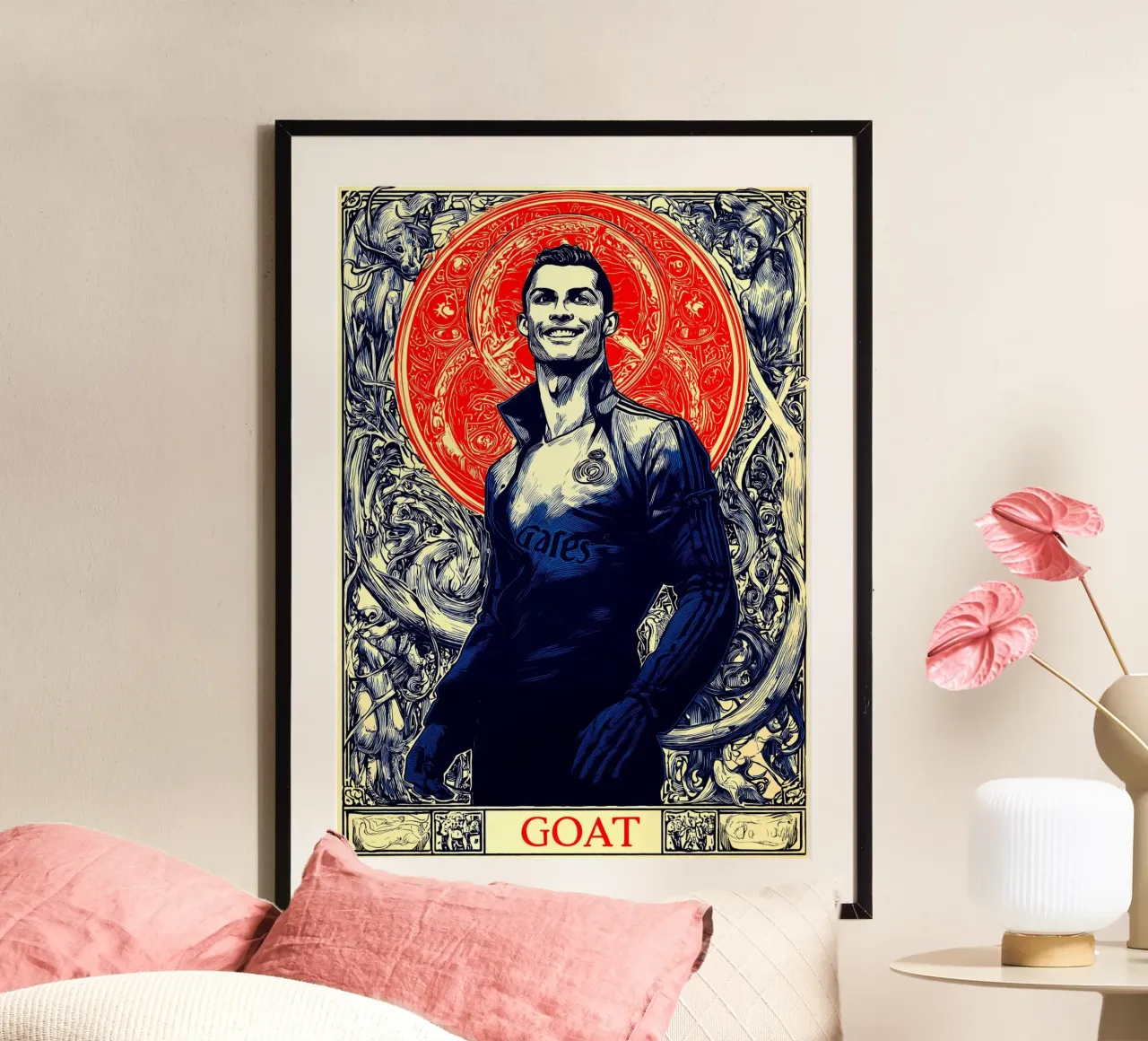 Cristiano Ronaldo CR7 La capra del calcio poster con telaio in alluminio da Fleur de Lys
