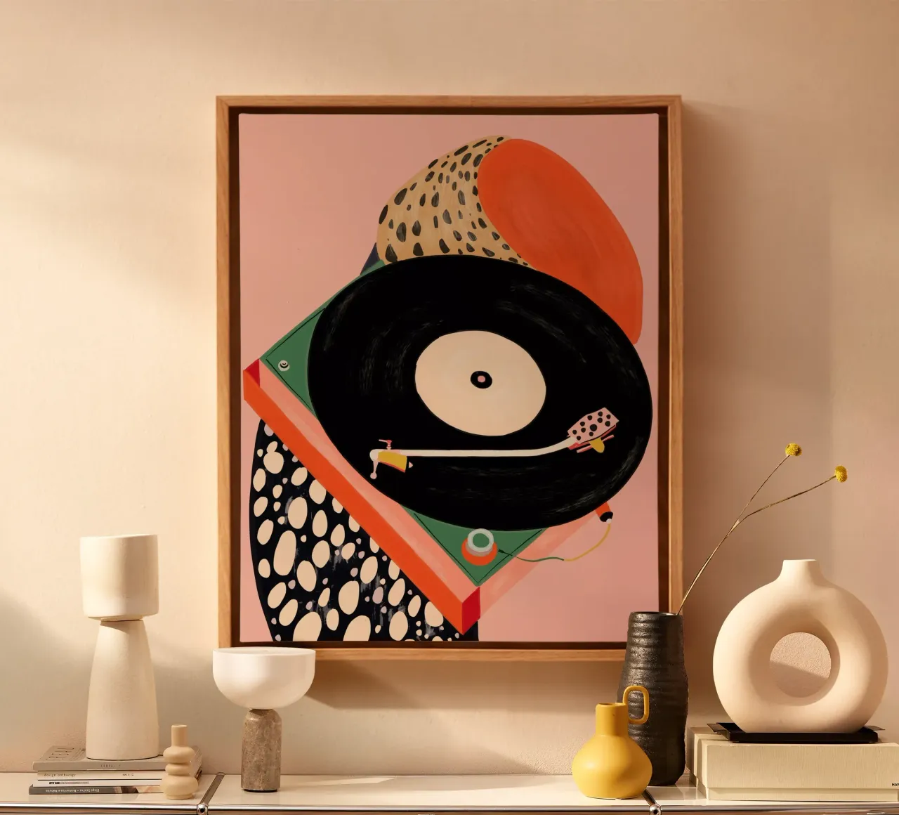 Nostalgic Grooves canvas with Floater frame by ArtsySesta