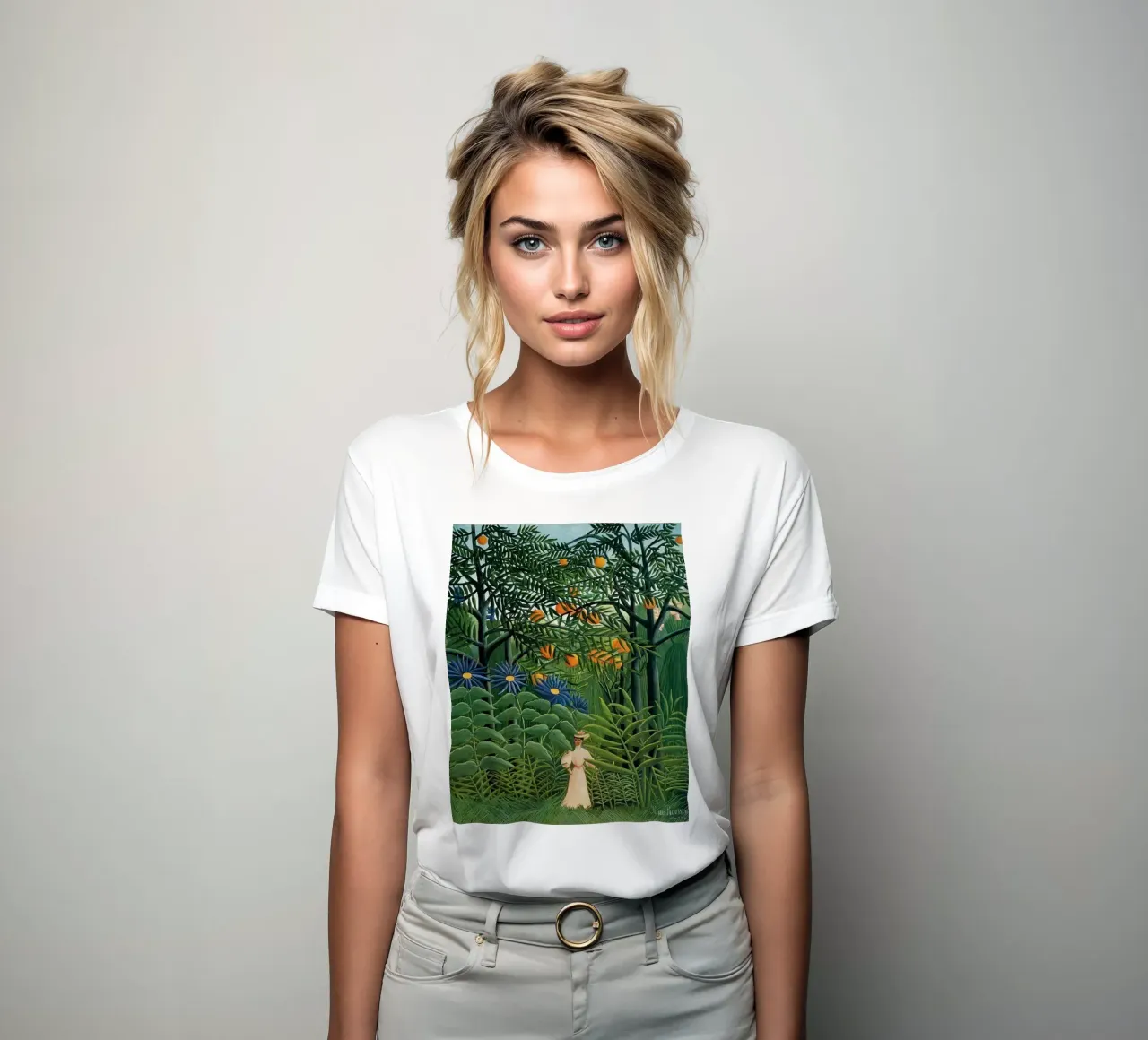 a woman who is enjoying God's creation women's fitted t-shirt by taylor shop