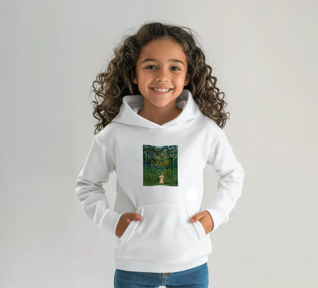 a woman who is enjoying God's creation kids hoodie by taylor shop