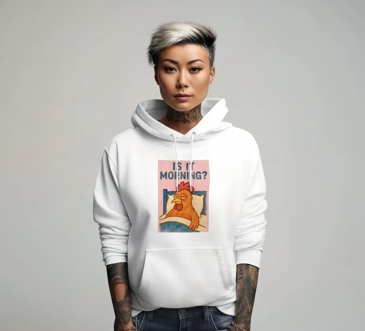 is it morning rooster art painting hoodie by Mutiaram