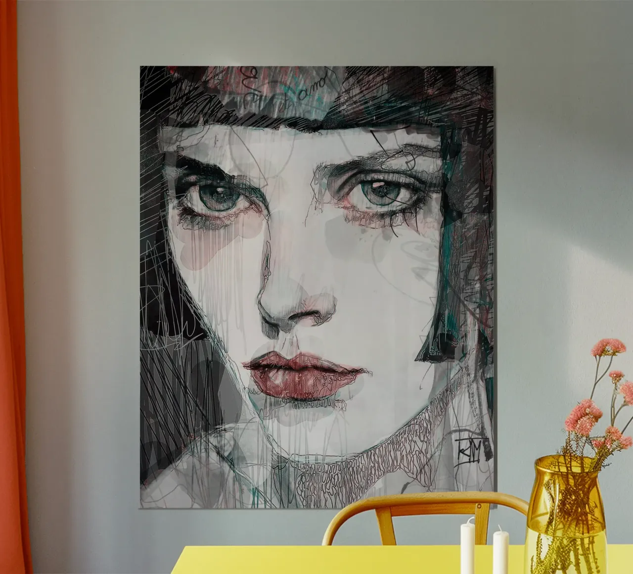Justine awaits poster con telaio in plastica da Giulio Iurissevich