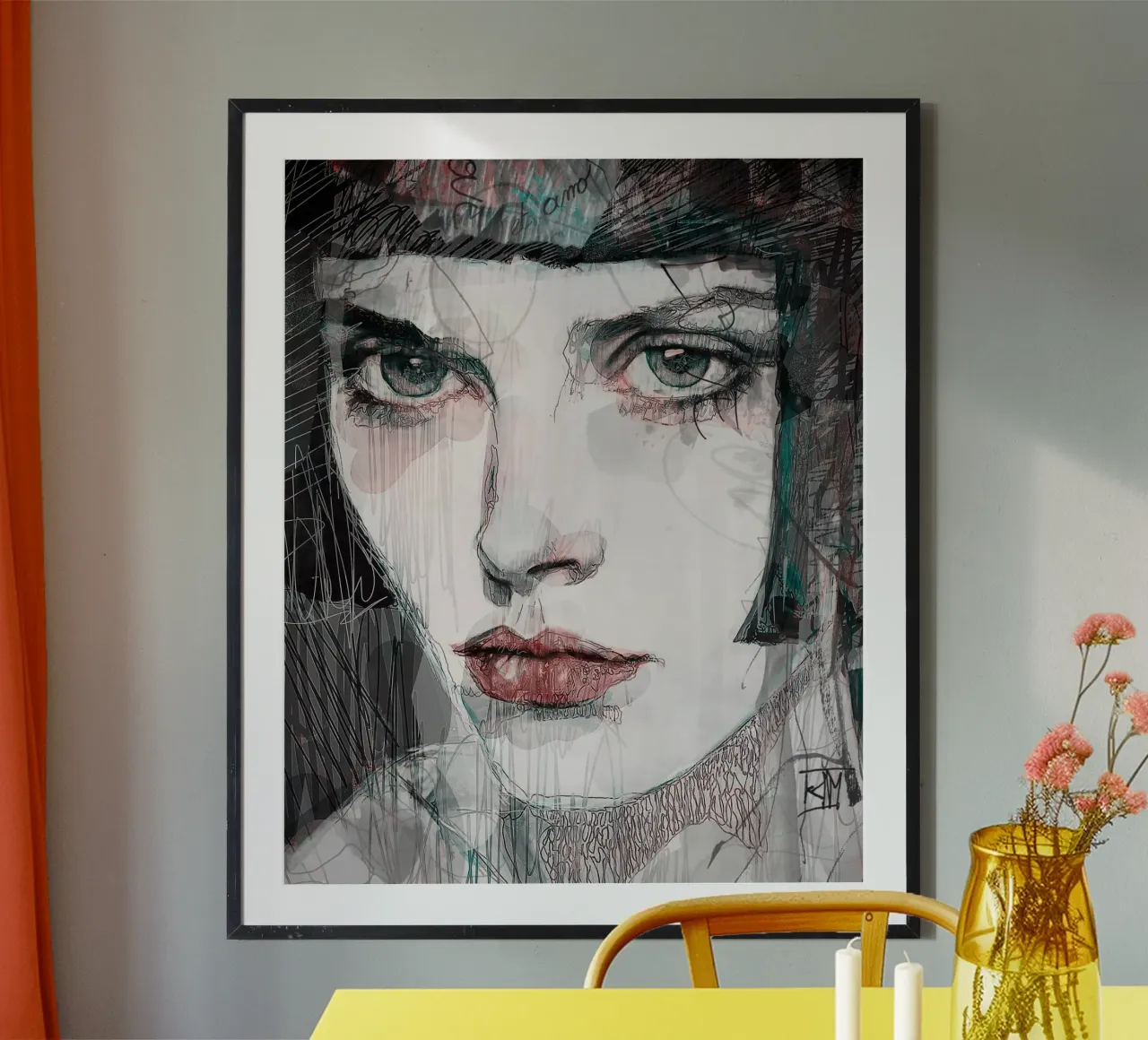 Justine awaits poster con telaio in plastica da Giulio Iurissevich