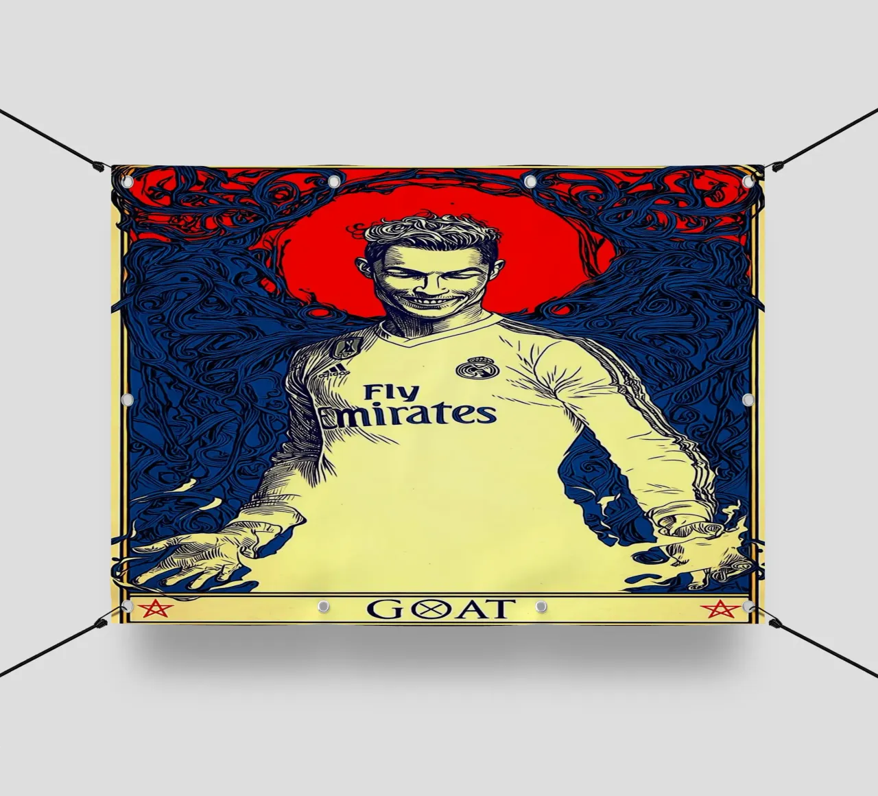Cristiano Ronaldo CR7 La capra del calcio telo in pvc da Fleur de Lys