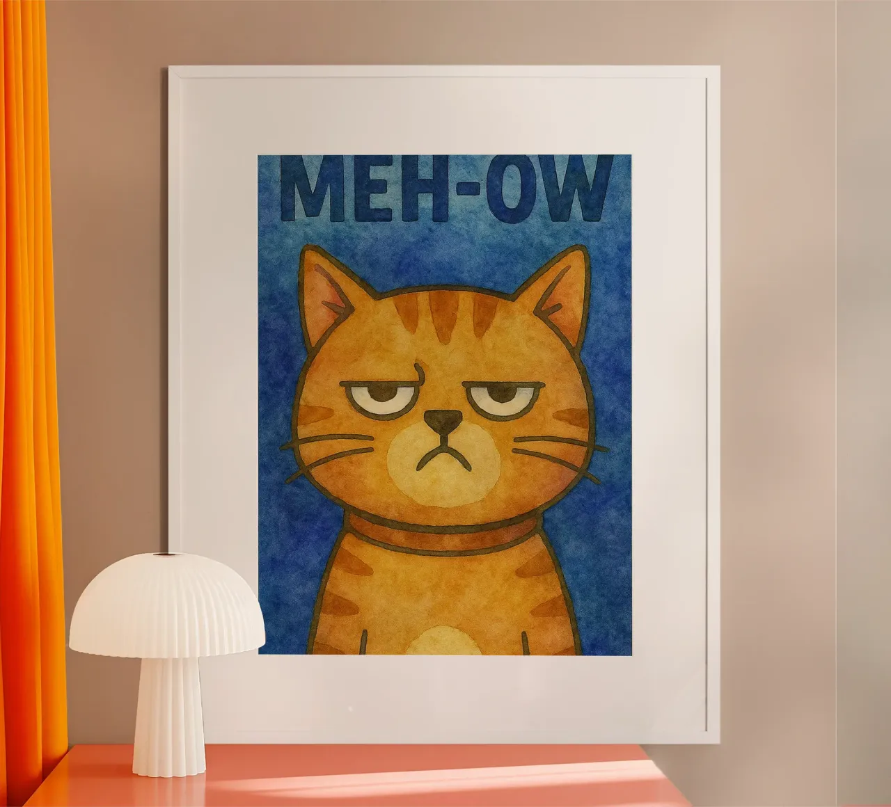 meh ow gatto arte pittura poster da Mutiaram