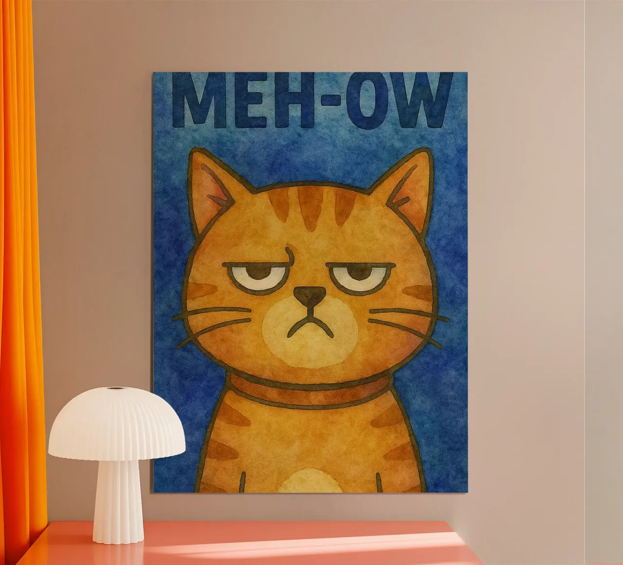 meh ow gatto arte pittura poster da Mutiaram