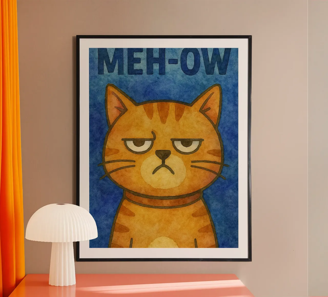 meh ow gatto arte pittura poster da Mutiaram