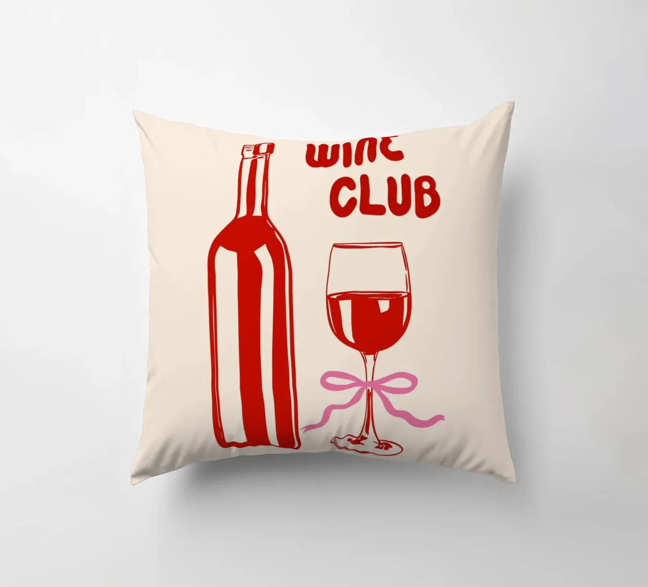 Wine Club Coquette – Romantic Wine Aesthetic decorative cushion by EDMPROJECT