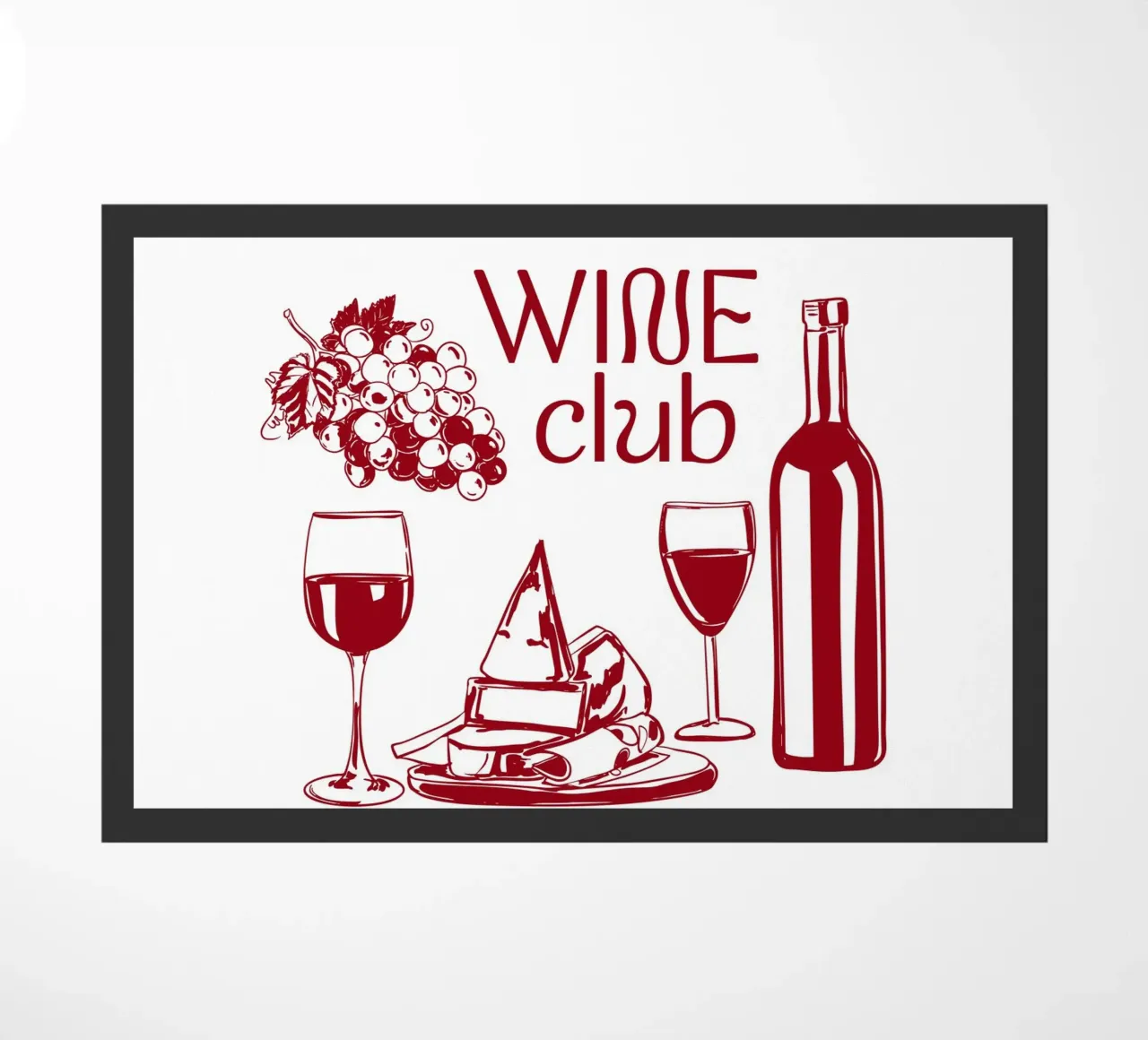 Wijnclub - Illustratie van champagne en kaas deurmat van EDMPROJECT