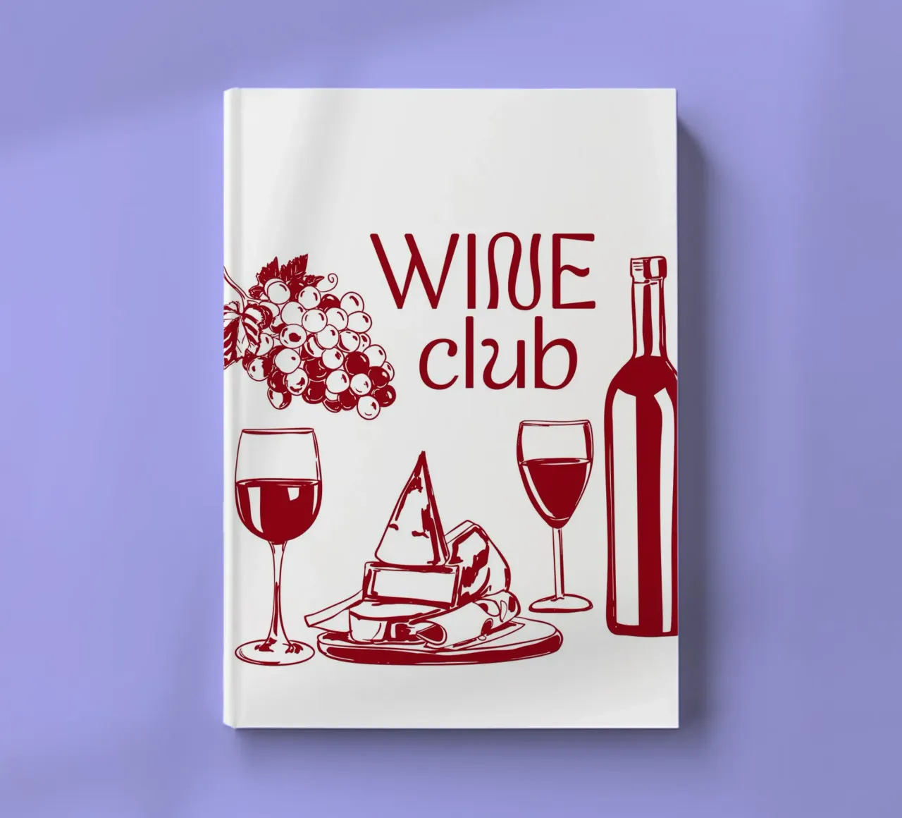 Wine Club – Champagne and Cheese Illustration notebook by EDMPROJECT