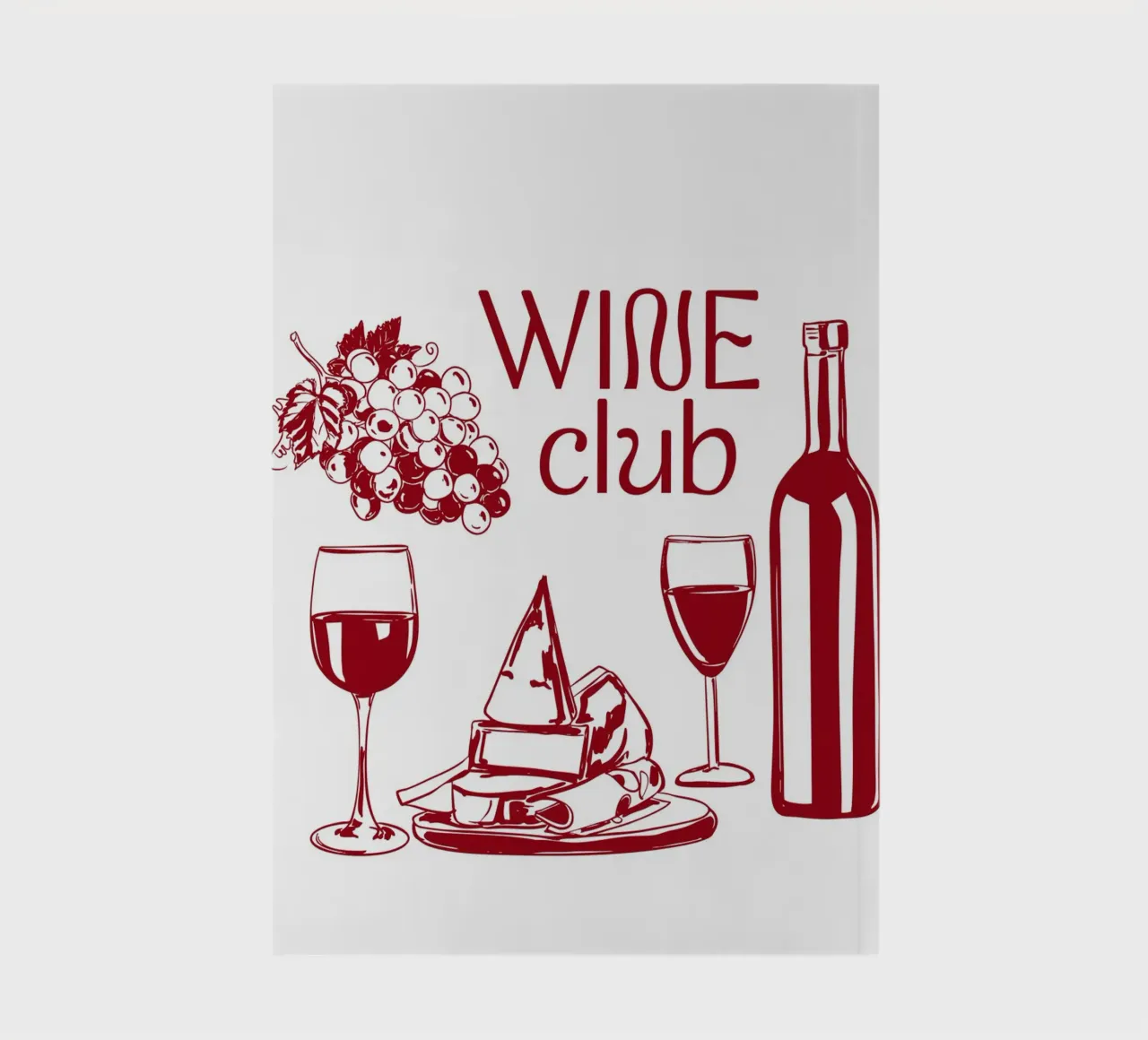 Wine Club – Champagne and Cheese Illustration notebook by EDMPROJECT