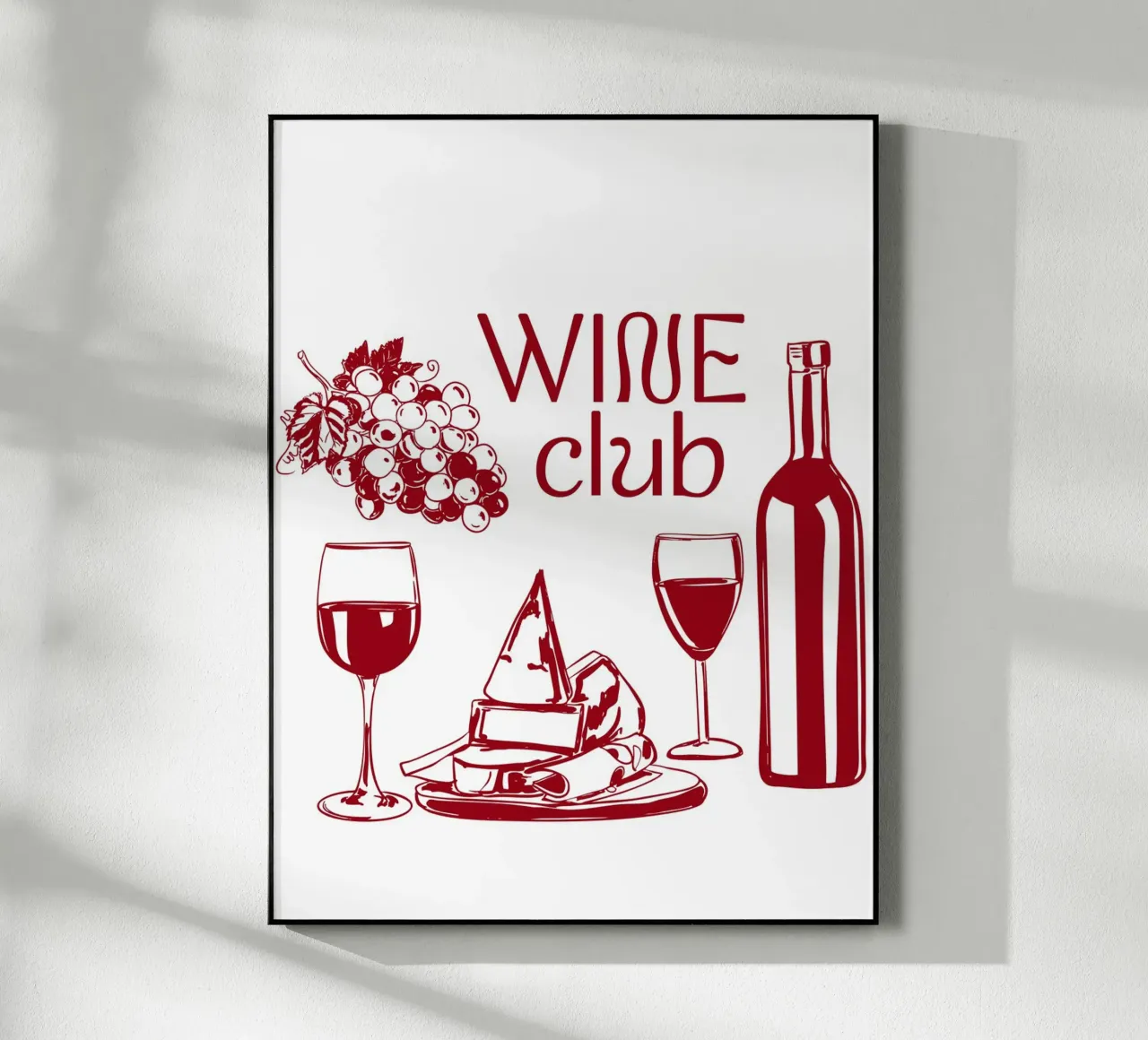 Wine Club - Illustration Champagne et Fromage plexiglas de EDMPROJECT
