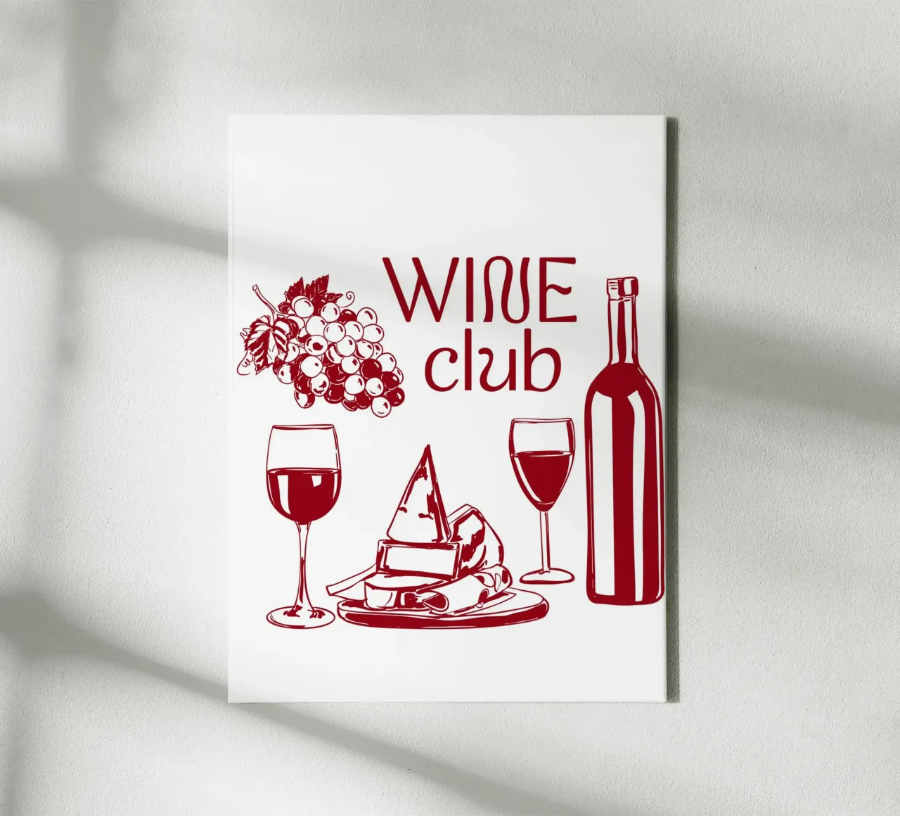 Wine Club – Champagne and Cheese Illustration canvas by EDMPROJECT