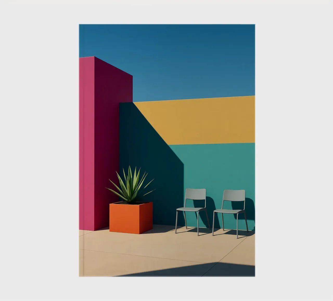 Color Contrast - The vibrant glow of pop architecture notebook by Affiches Minimalistes